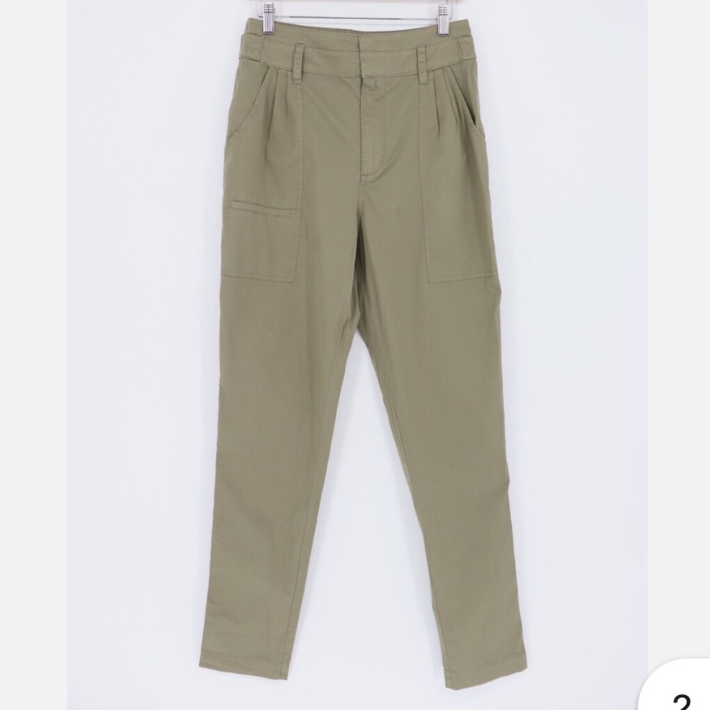 FRAME Pleated Cargo Green High Waist Tapered Pants Size 0
